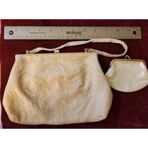 Beautiful Vintage Magid Gold Beaded Purse Clutch W/Beaded Strap & Change Purse